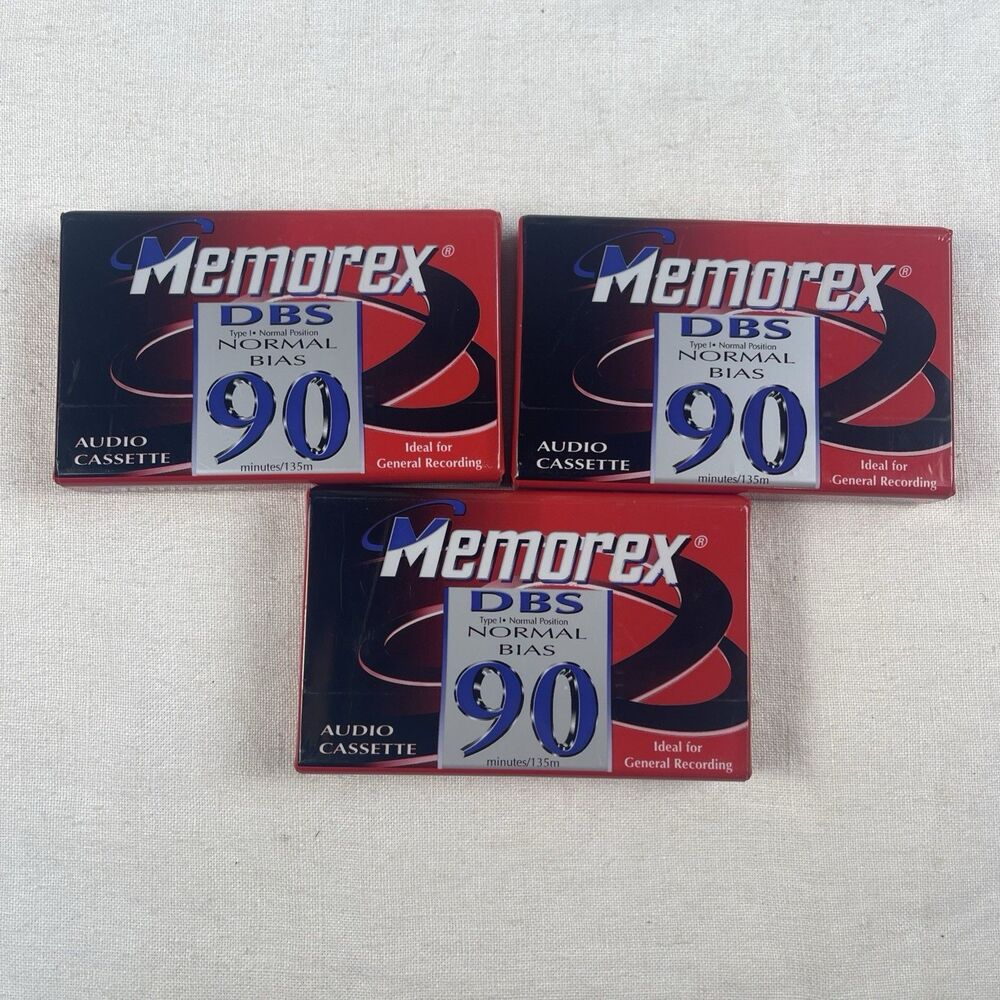 Lot 3 Memorex DBS 90 Blank Audio Cassette Tapes Type1 -Normal Bias SEALED